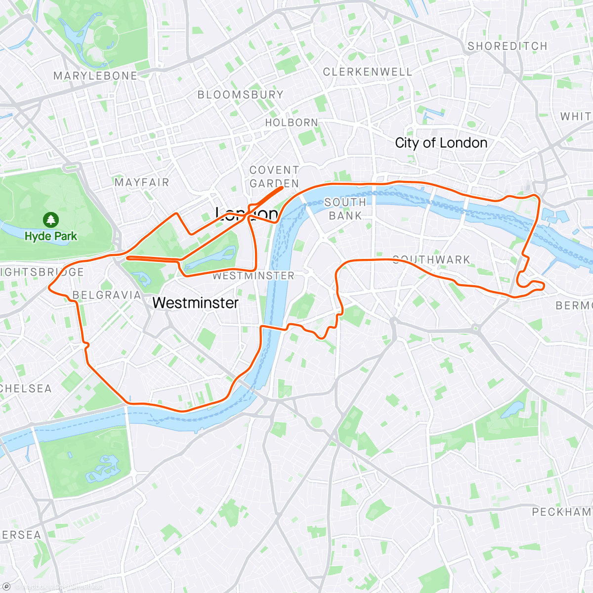 アクティビティ「Zwift - Group Ride: Summit City Zwift League Endurance Ride (D) on Greatest London Flat in London」の地図