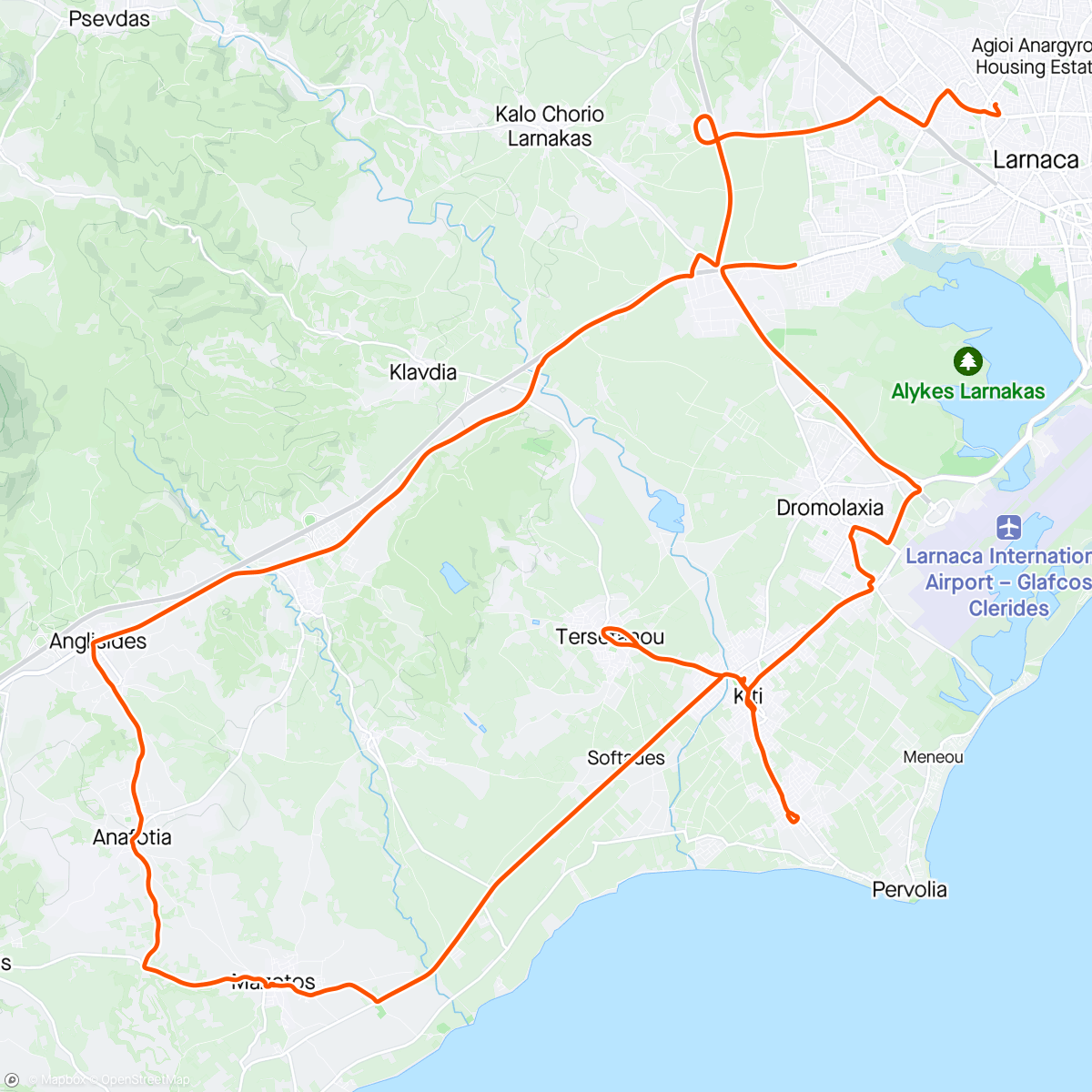 Map of the activity, Charitable ride