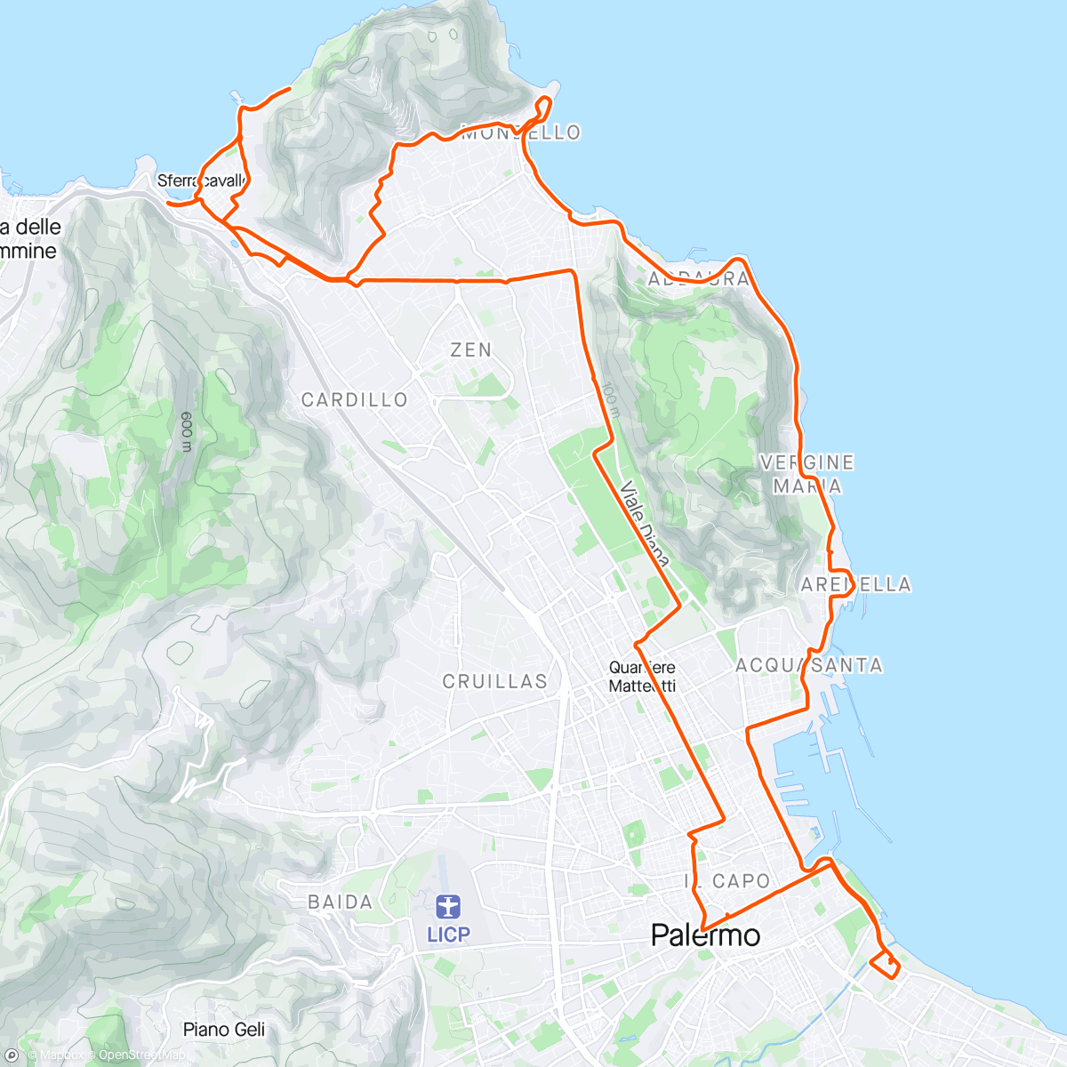 Map of the activity, Sferracavallo