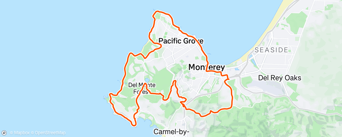 Map of the activity, Monterey coast & climbs