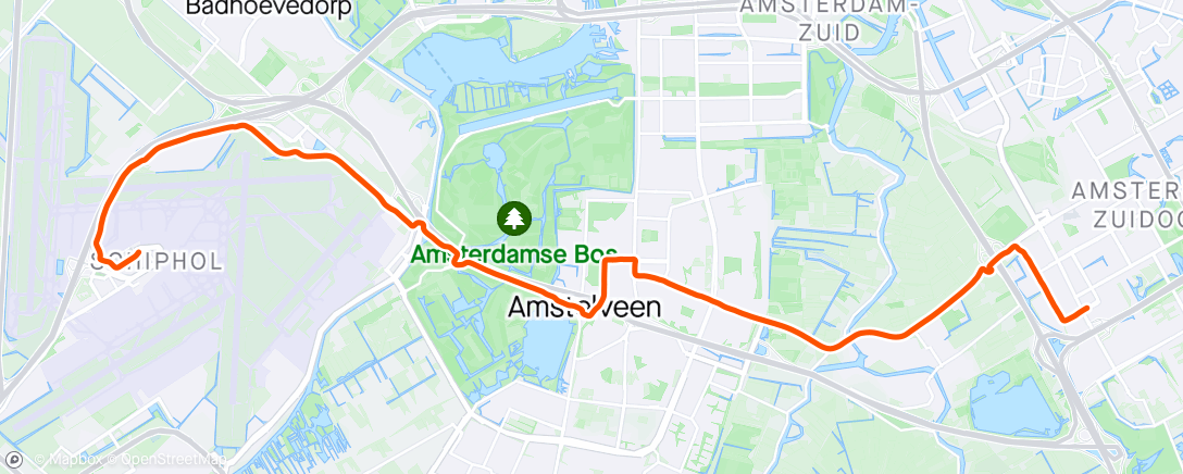 Map of the activity, Tour naar Schiphol
