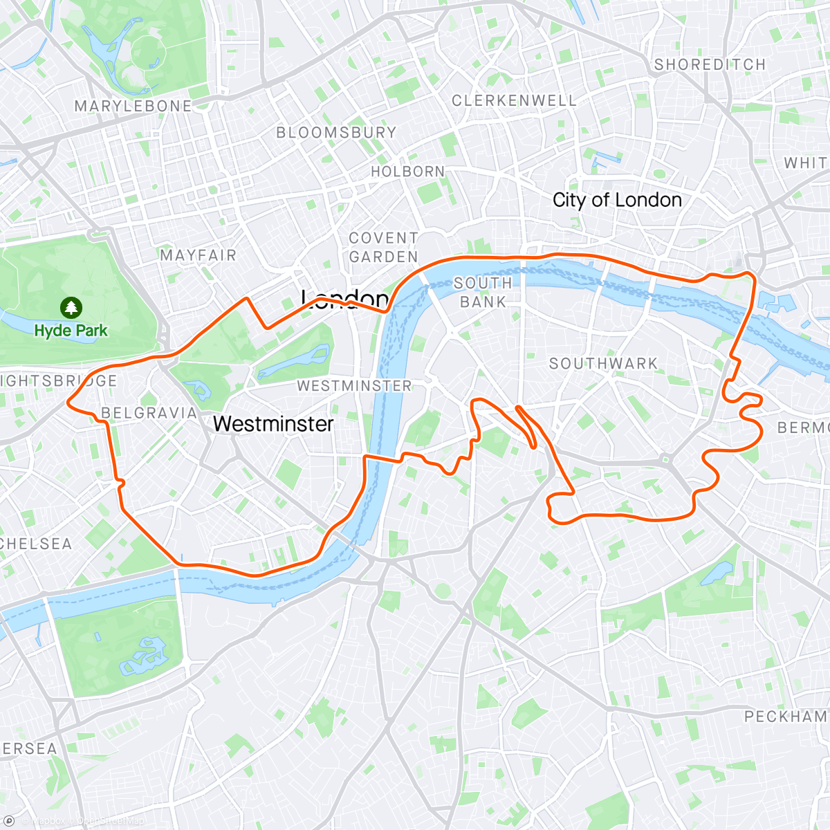 Mapa de la actividad, Zwift - Greater London Loop in London