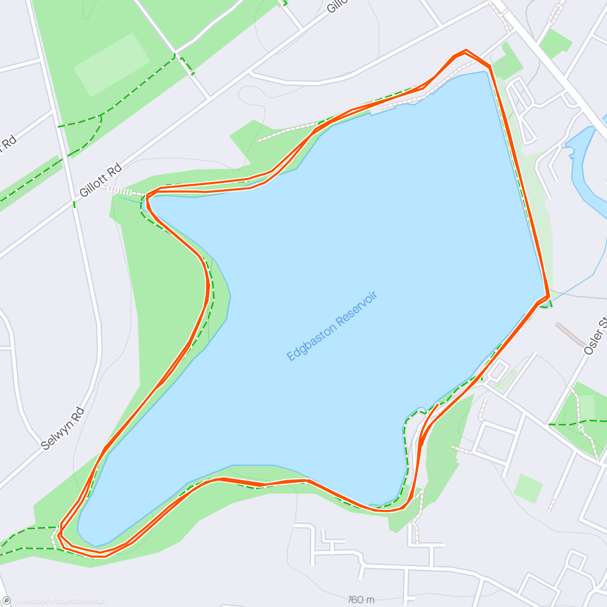 活动地图，Edgbaston Reservoir parkrun ☀️🐠