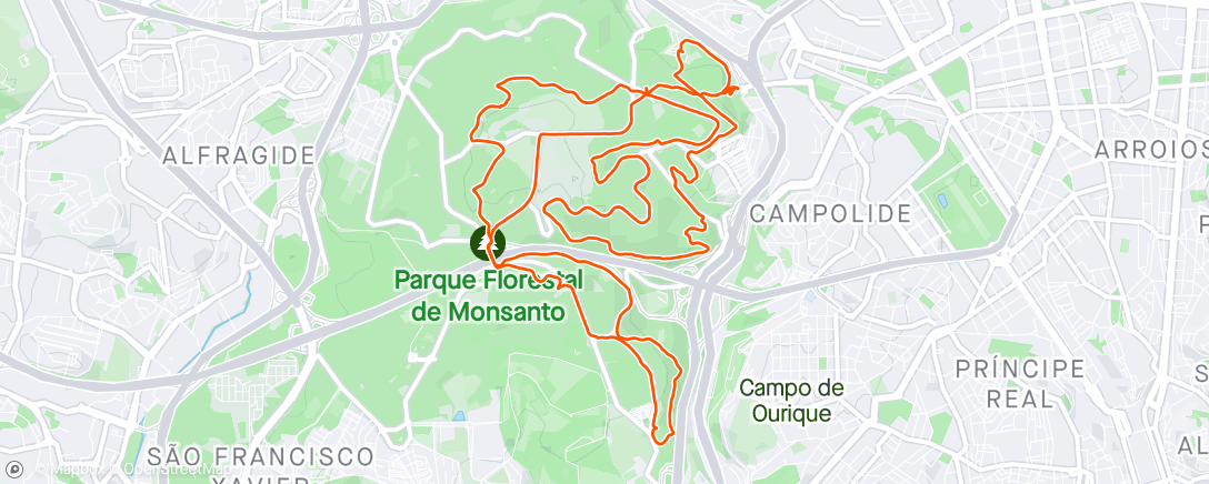 Map of the activity, Hc Runners: meia volta de Monsanto