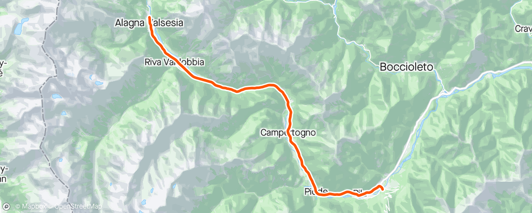 Map of the activity, FulGaz - Scopello to Alagna Valsesia
