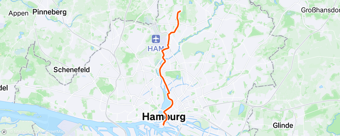 Map of the activity, Evening Ride
