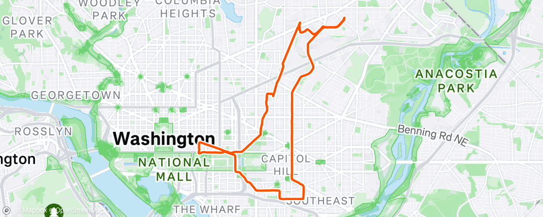 Map of the activity, Work to squash to TJ's to home