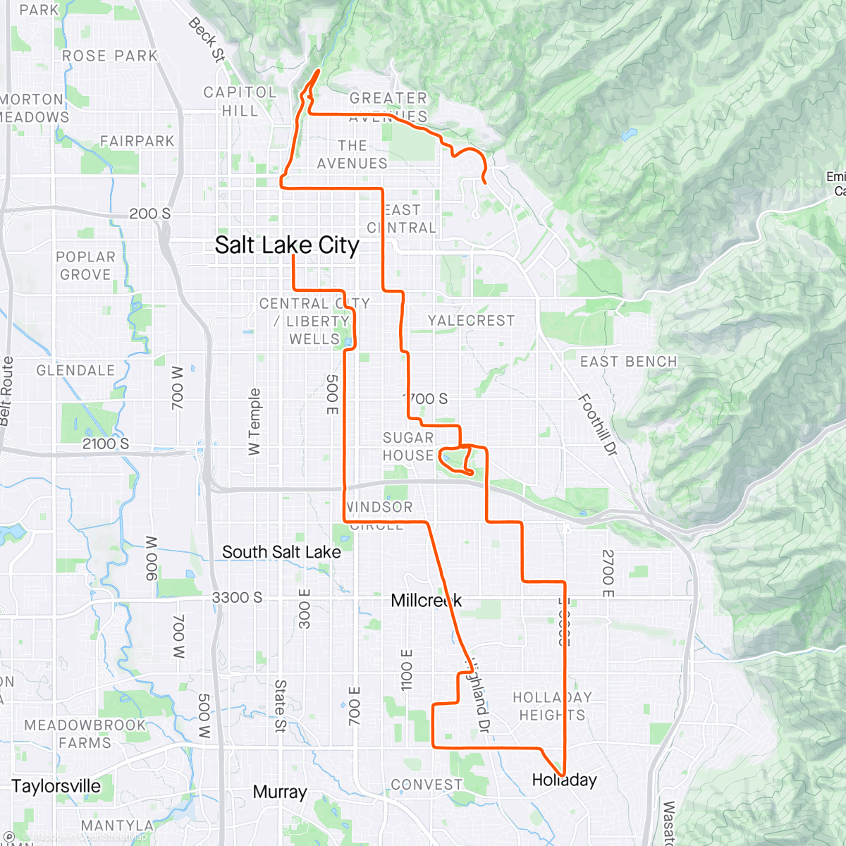 Map of the activity, Salt Lake City Marathon