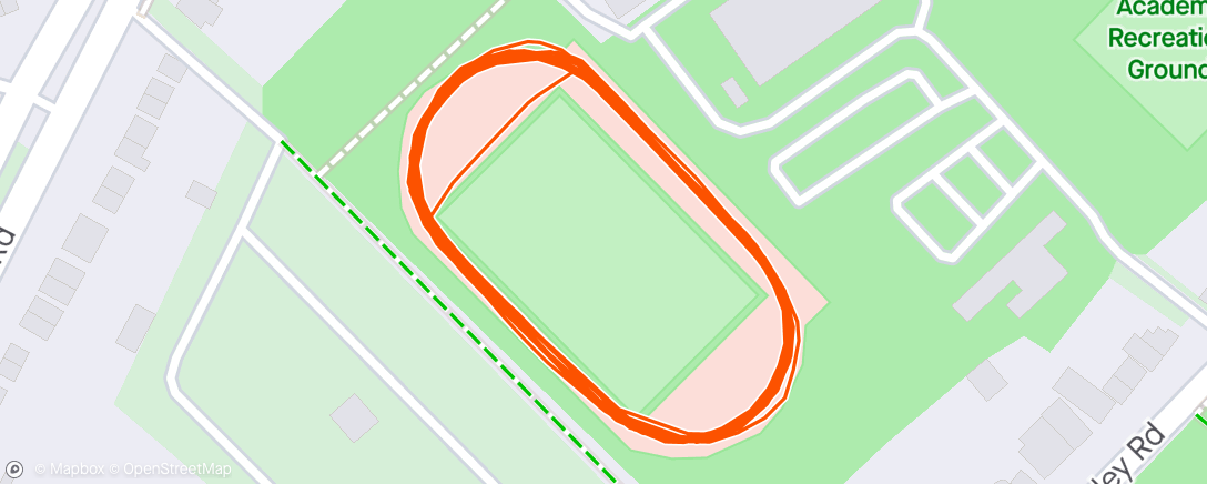 Map of the activity, BvH reps 2x200m + 5x600m + 2x200m
