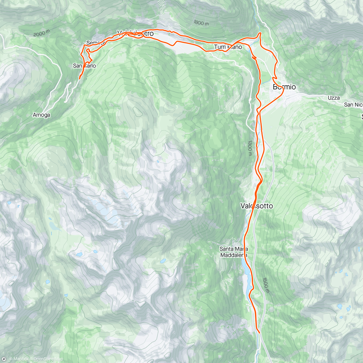 Map of the activity, Pedenosso Semogo e San Carlo