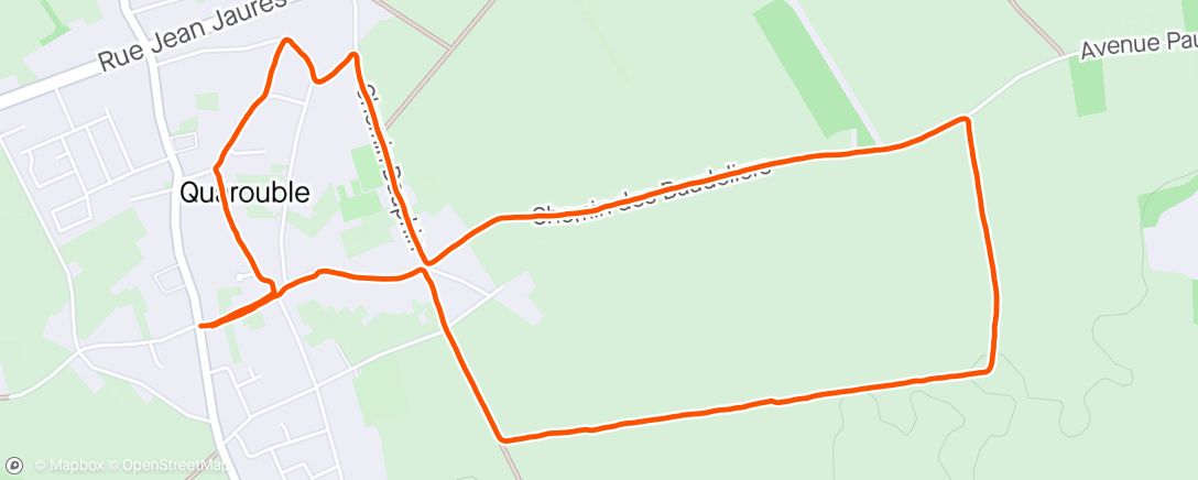 Map of the activity, Course à pied le soir