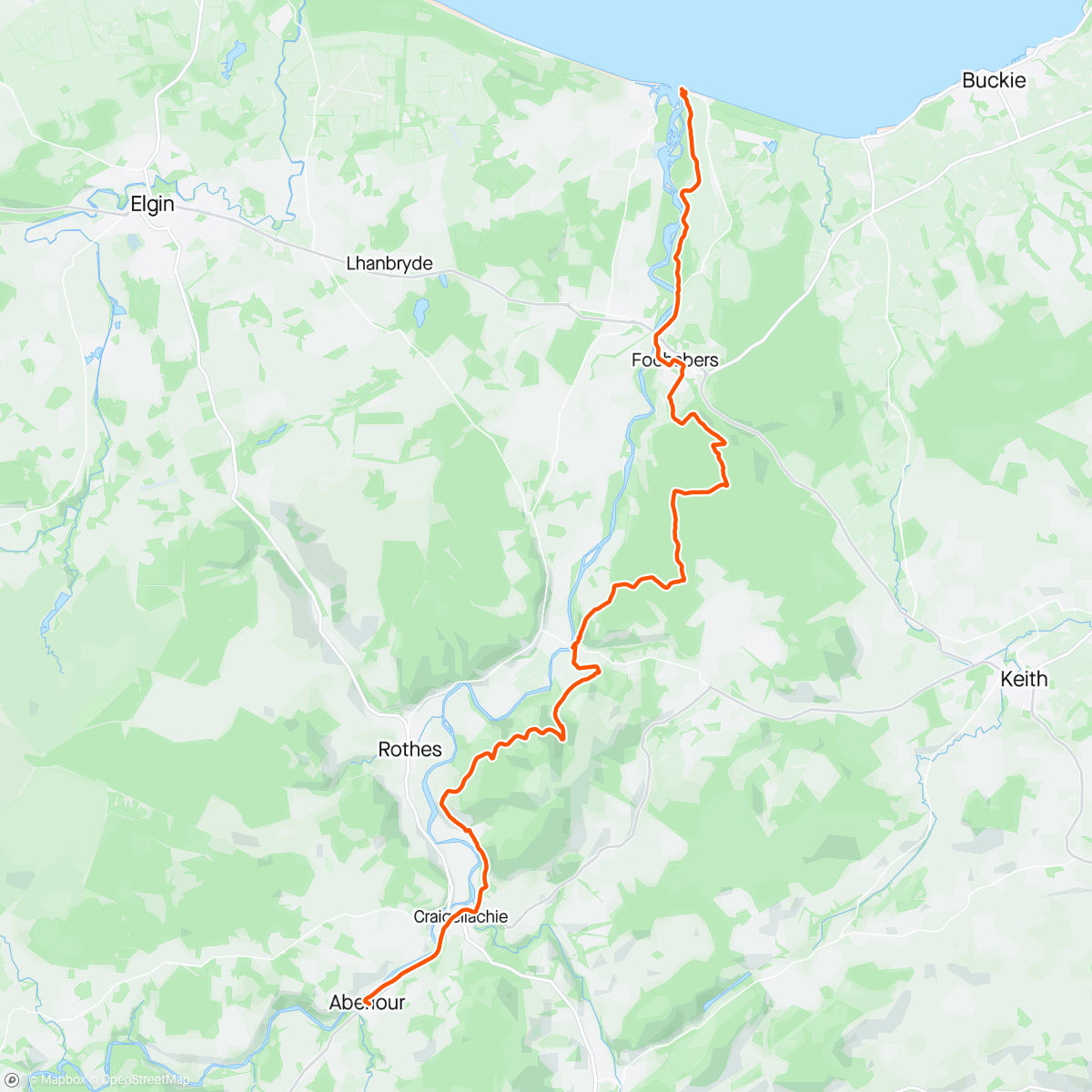 Map of the activity, Scotland Day 5: Aberlour to Spey Bay