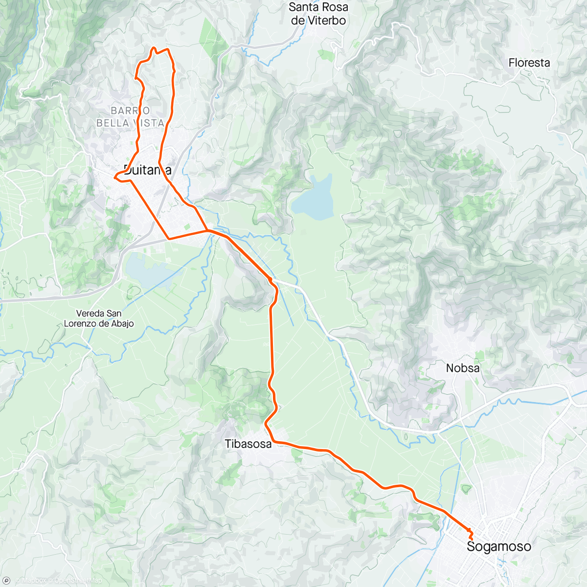 Map of the activity, Duitama ruta del mundial.