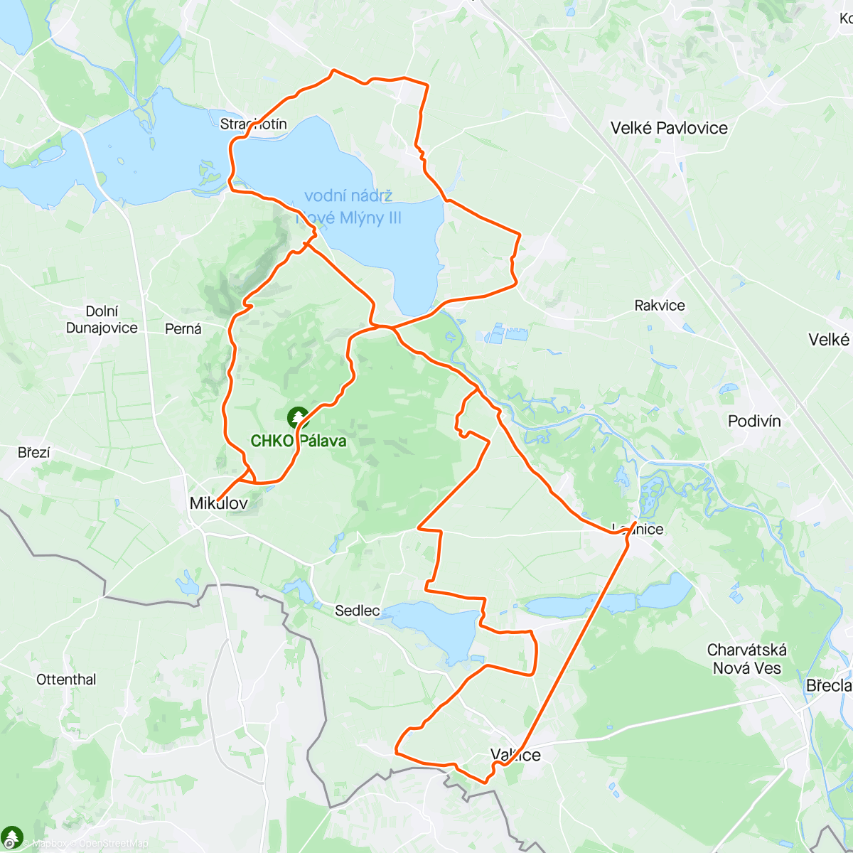 Map of the activity, Projetí trasy Road Classic Pálava a setkání s brněnskou smetánkou