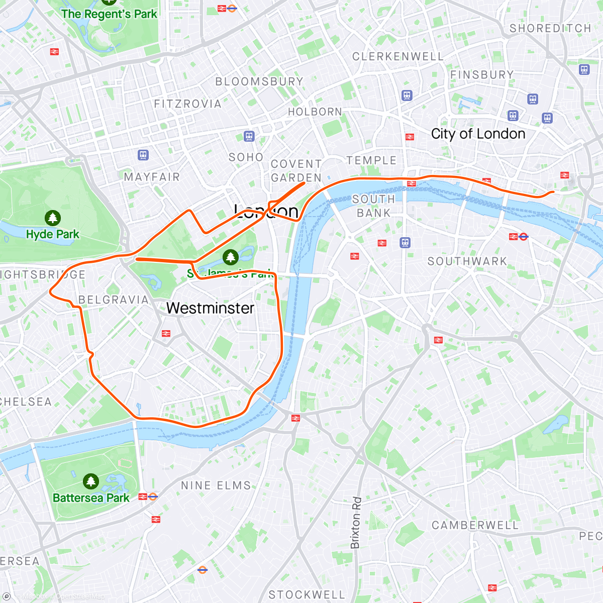 Map of the activity, Zwift - Group Ride: BMTR Faster Masters A/B Team Pursuit (A) on Greater London Flat in London