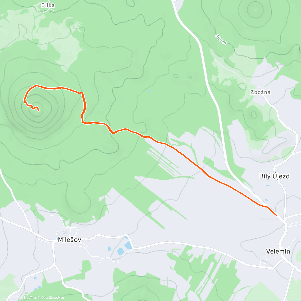 Map of the activity, Rychlovka na Milesovke