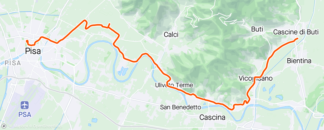 Map of the activity, Day 1 - Buti - Marina di Pisa