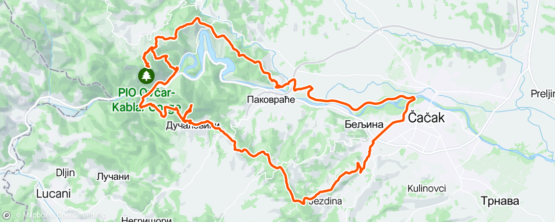 Map of the activity, 6. Ovčarsko-Kablarska transvezala