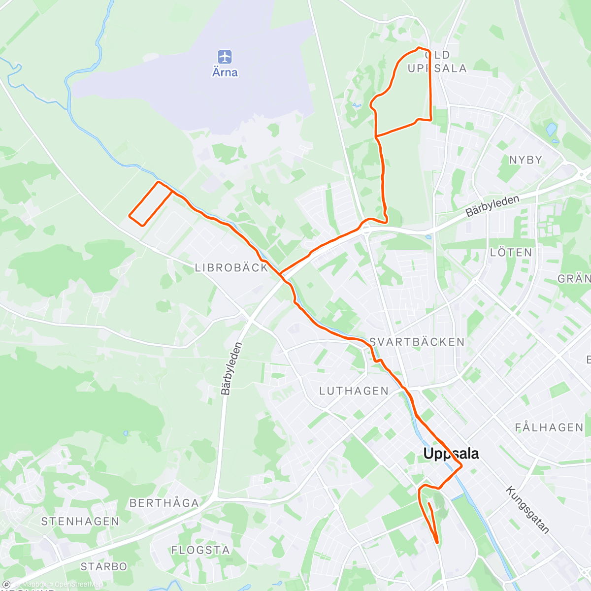 Mapa de la actividad (Semi marathon d’uppsala)