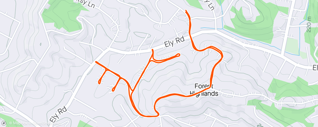 Map of the activity, Tempo Run