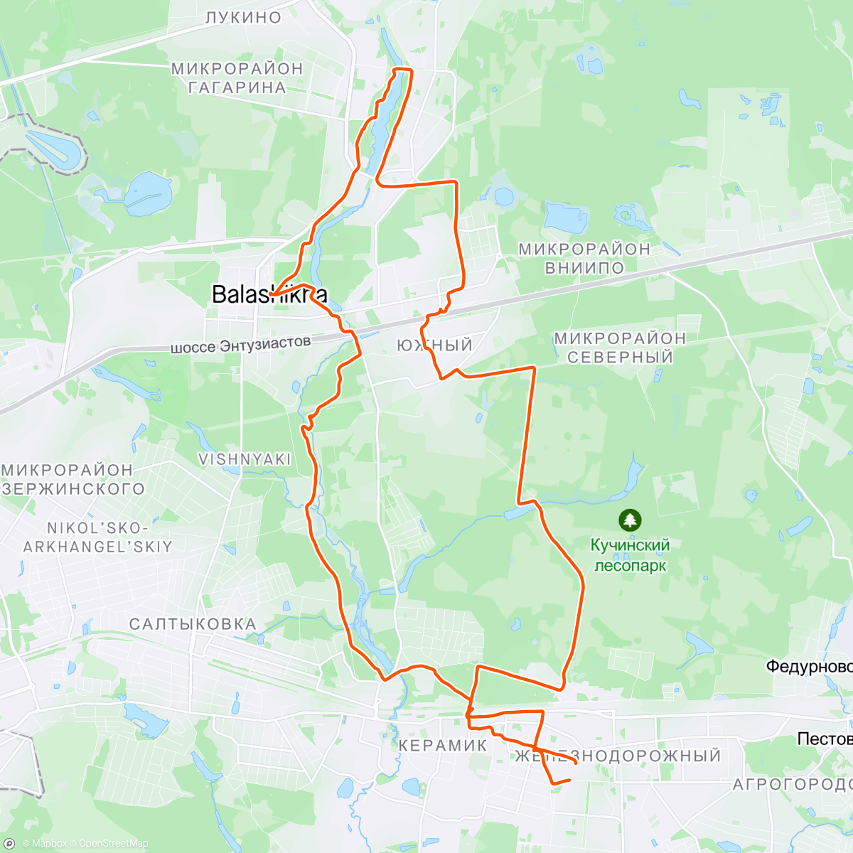 Map of the activity, По Балашихе. Намесили грязь