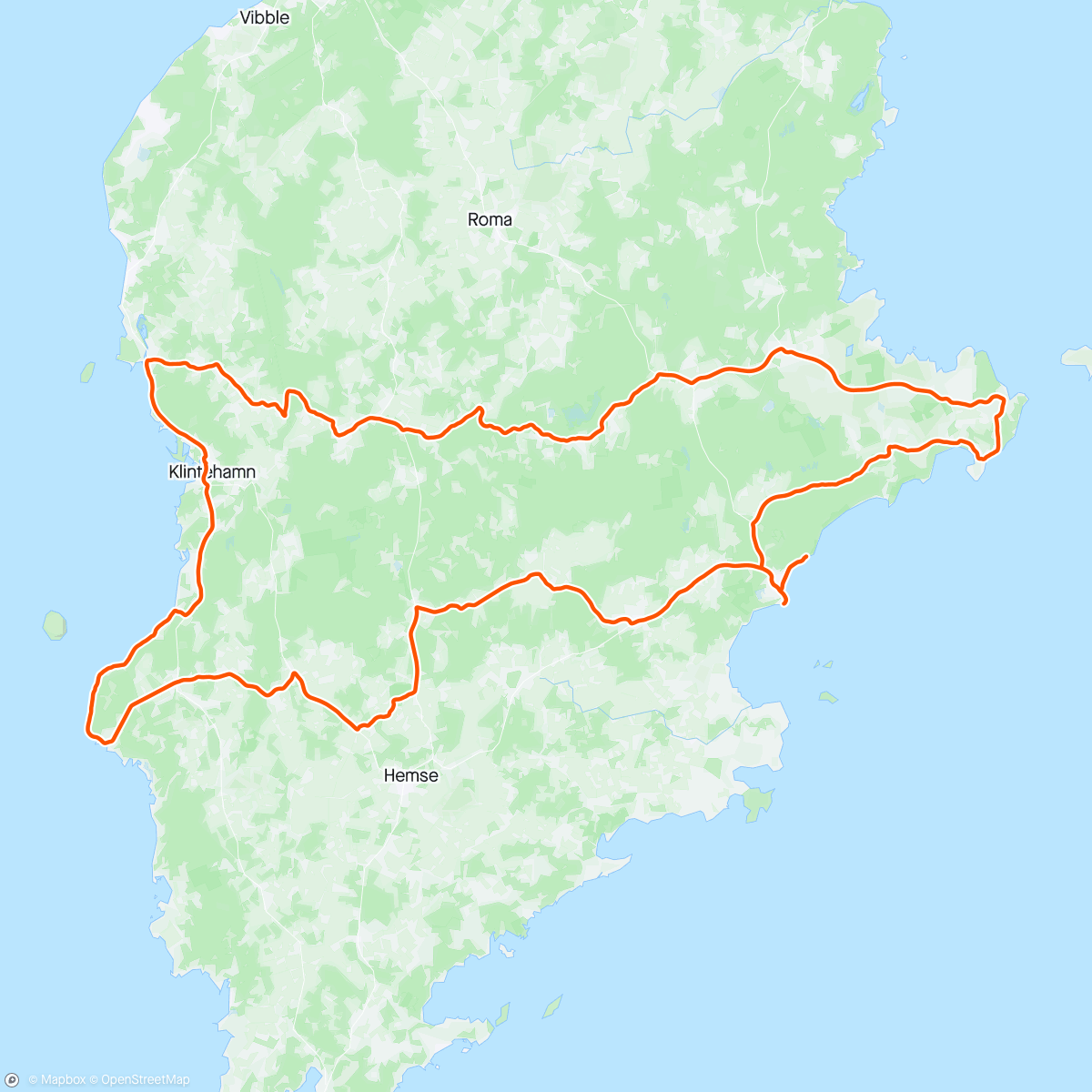 Mapa de la actividad (Morning Ride raukt över ön)