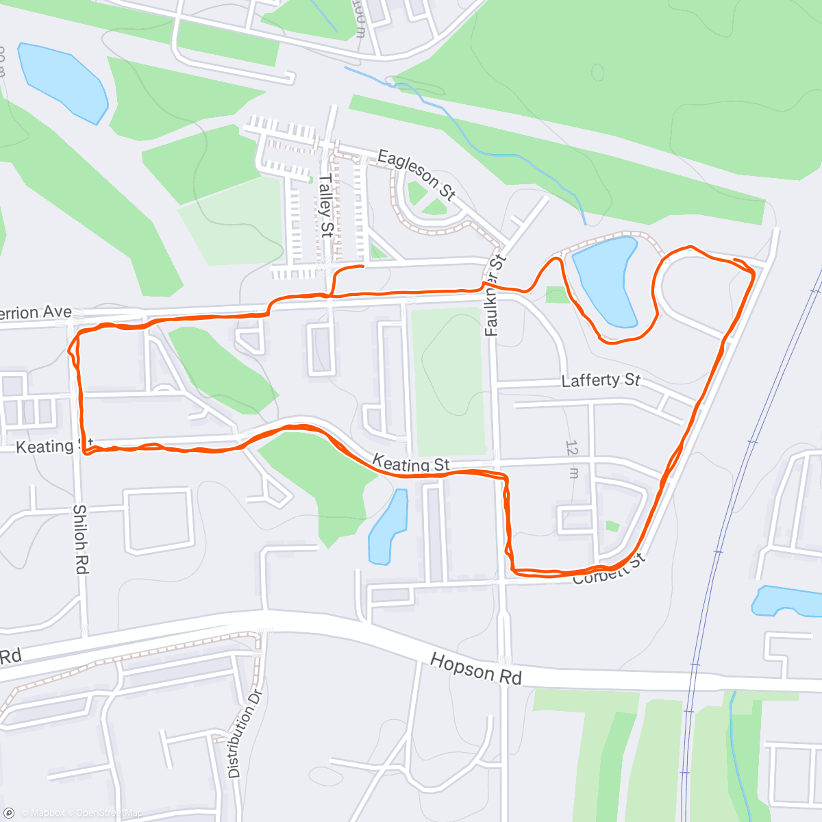 Map of the activity, Evening walk