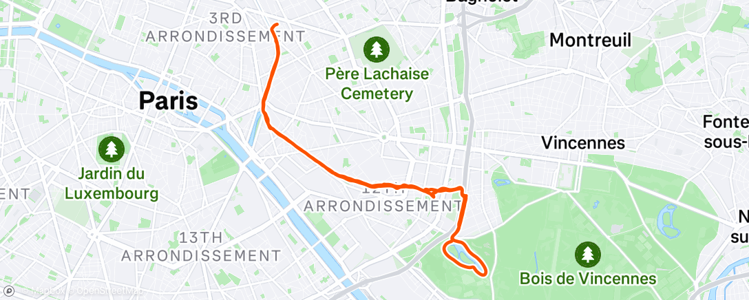 Map of the activity, Course à pied le matin