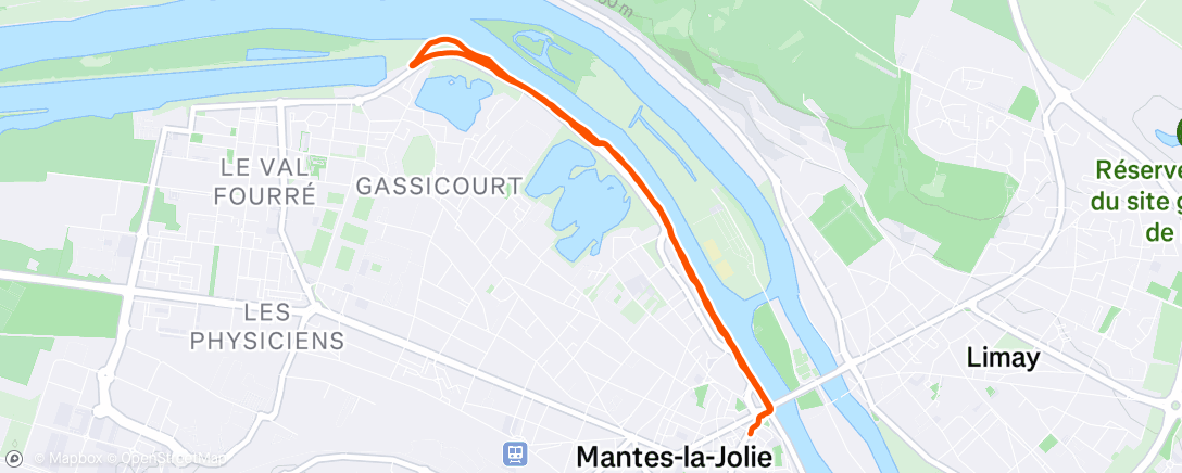 Map of the activity, Course à pied le soir