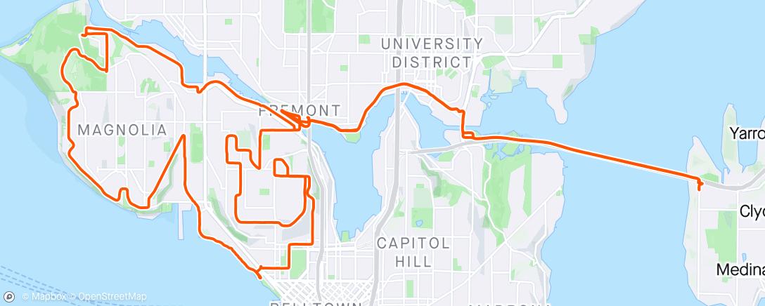 Mapa de la actividad, CBS’s ride Seattle WA