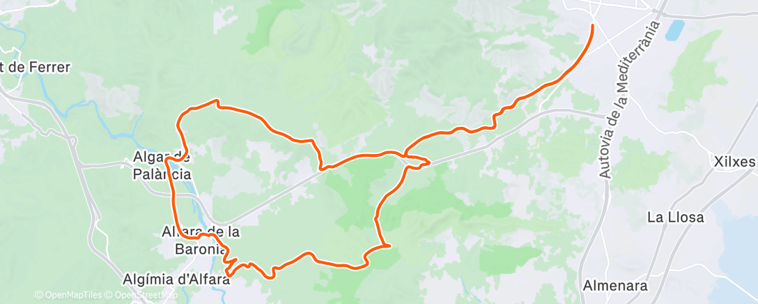 Map of the activity, Bicicleta por la tarde