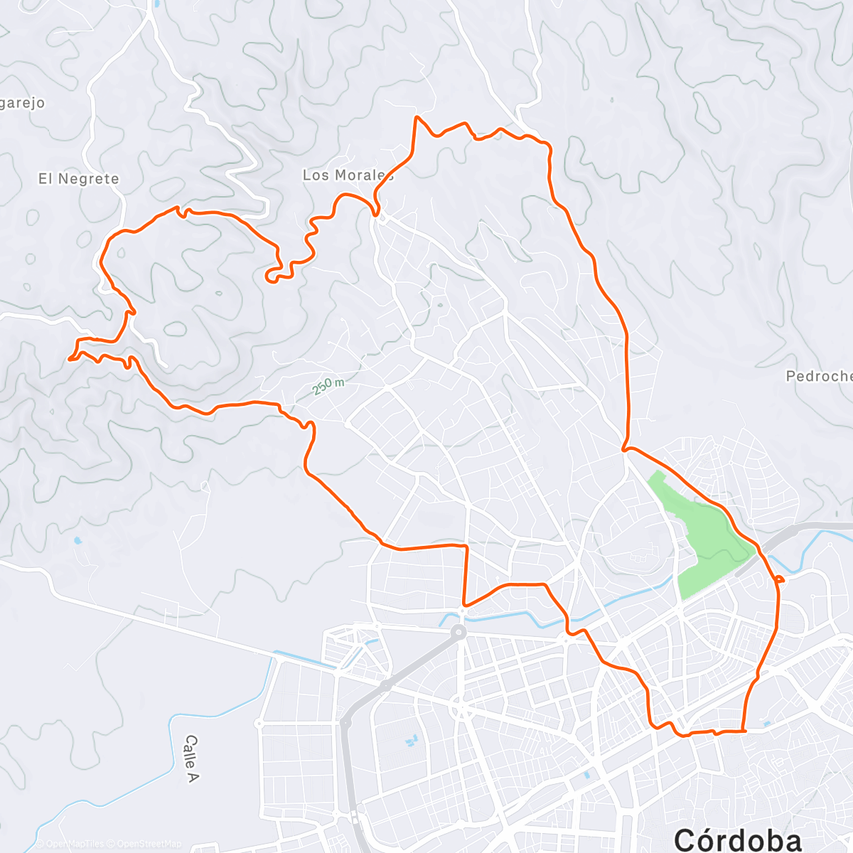 Map of the activity, Bicicleta de montaña a la hora del almuerzo