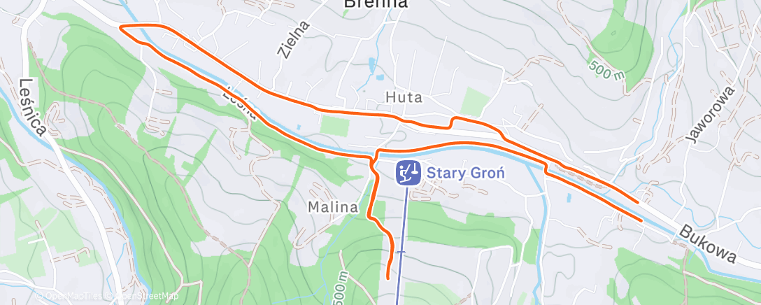 Map of the activity, Evening Trail Run