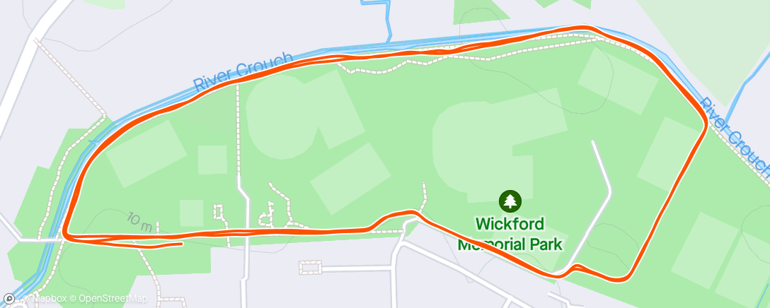 Map of the activity, Wickford Park Run
