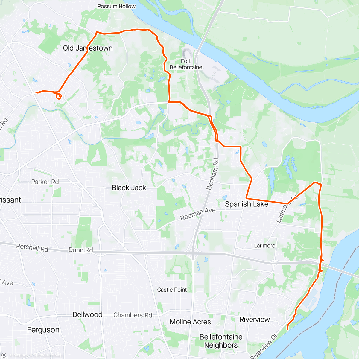 Map of the activity, Trailnet Chain of Rocks Bridge Ride 🚴🏽‍♂️🚴🏽‍♂️