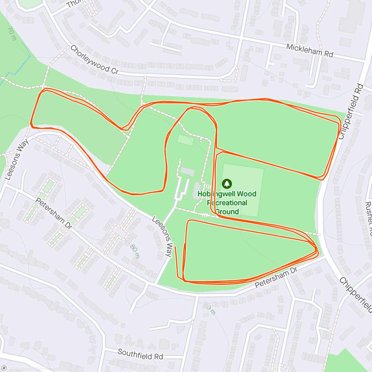 Map of the activity, Hoblingwell parkrun