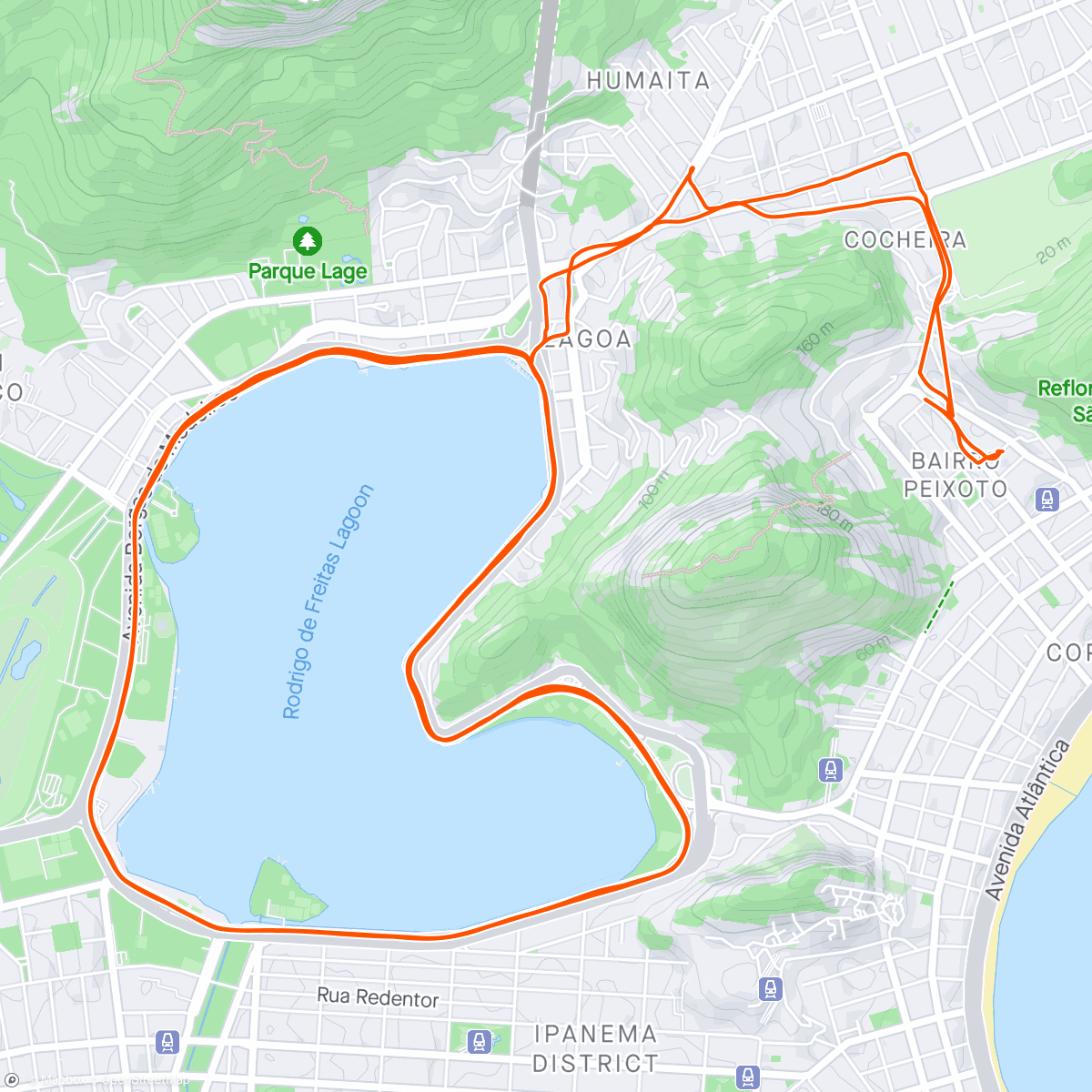 Map of the activity, Giro na Lagoa com o Guga e a turma da Tijuca.