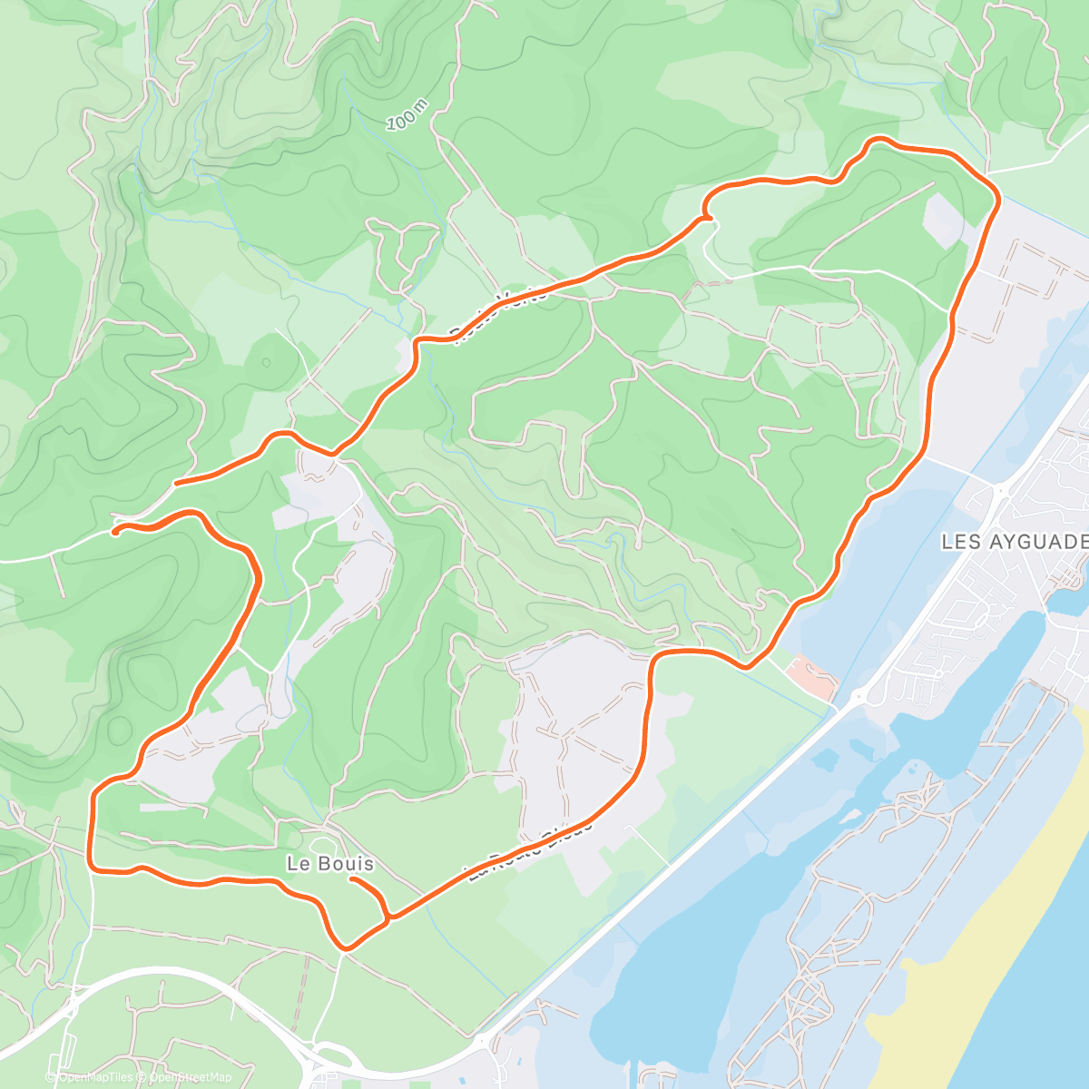 Map of the activity, Tour de la Clape par la route Bleue