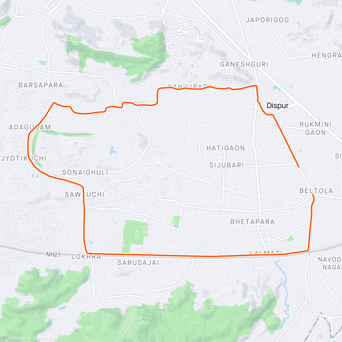 Map of the activity, Muddy and rainy ride