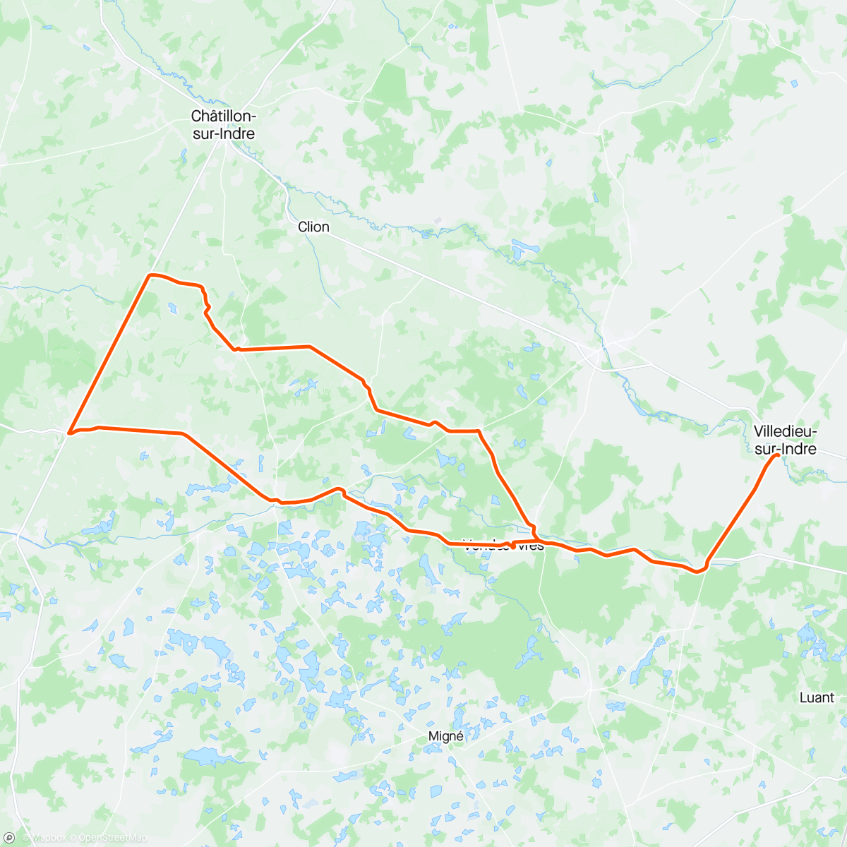 Map of the activity, Route Azay le Ferron - Murs