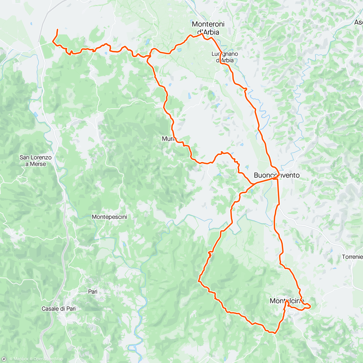 Map of the activity, Eroica, Strade Bianche & Montalcino