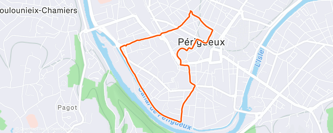 Map of the activity, Evening Run