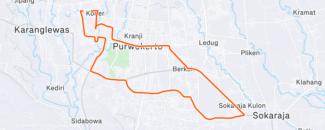 Map of the activity, Bersepeda Pagi