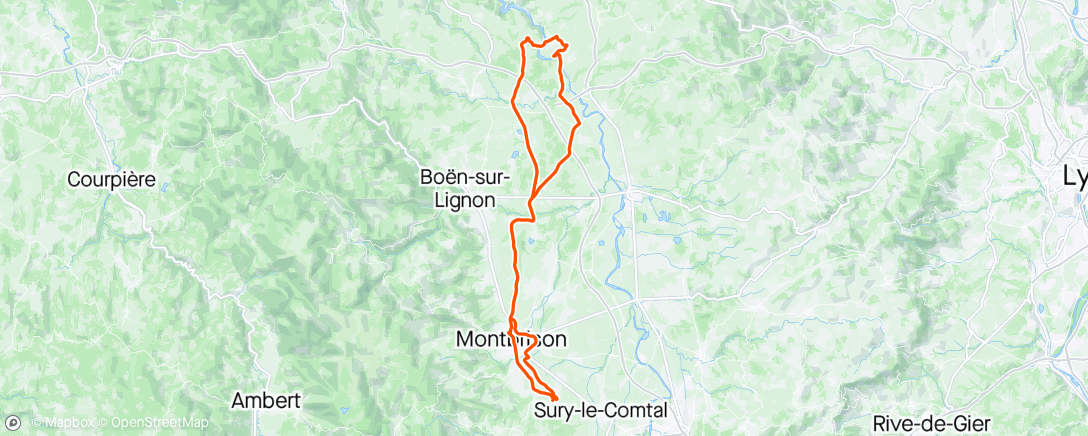 Map of the activity, Sortie vélo avec triathlon Montbrison