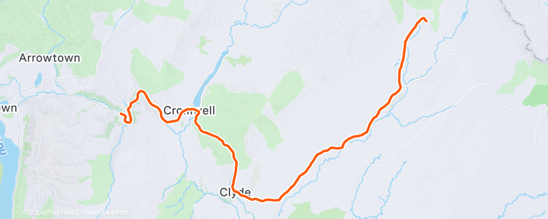 Map of the activity, Alex to St Bathans Clubbie