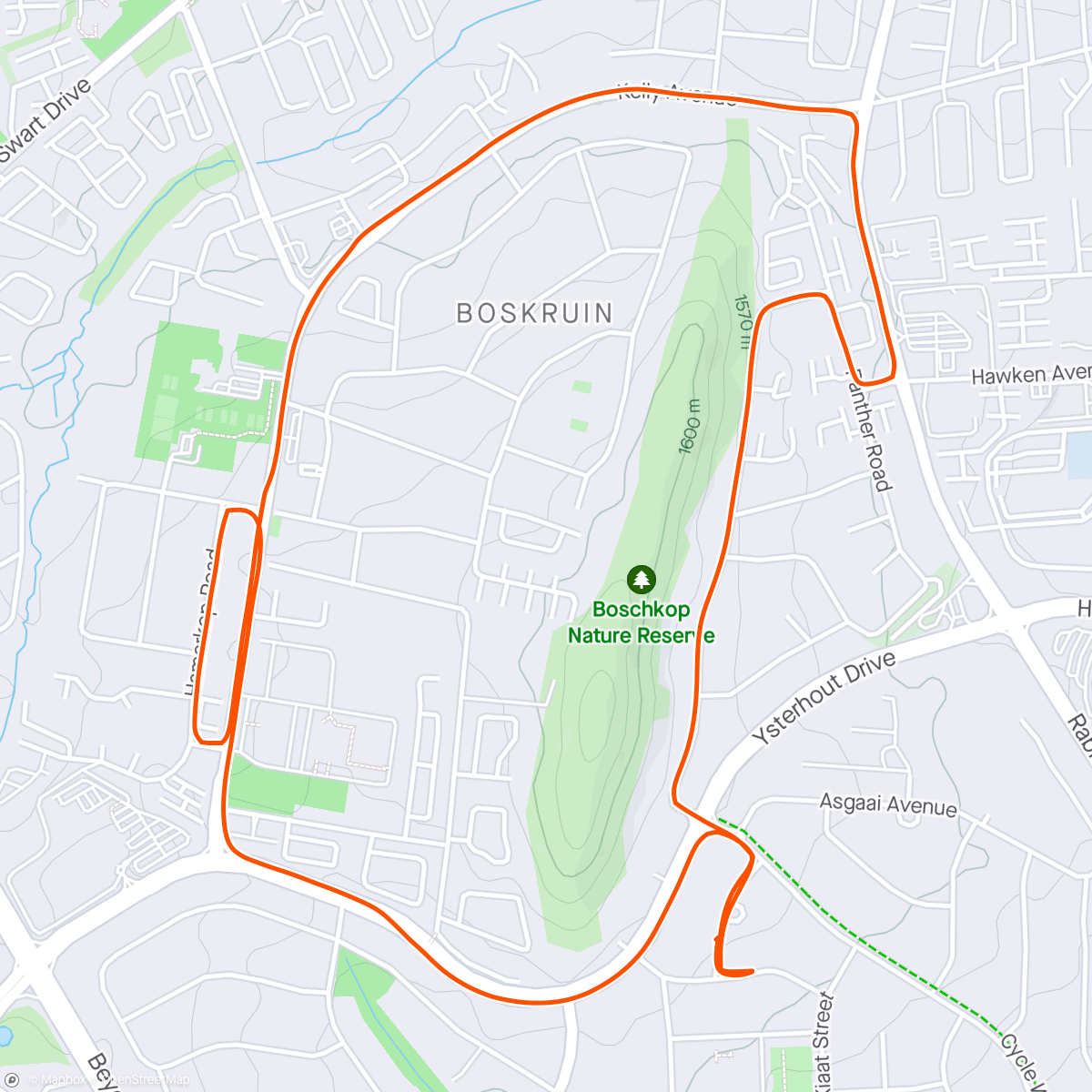 Map of the activity, "Fartlek"/Easy 7km