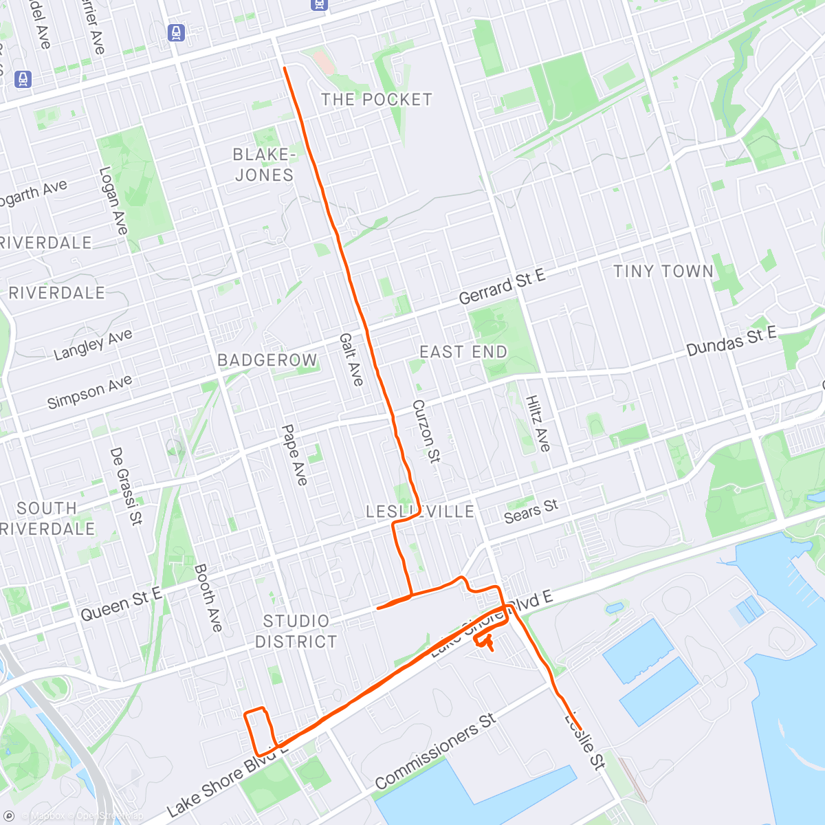 Map of the activity, Toronto west end gin, razers and a hill