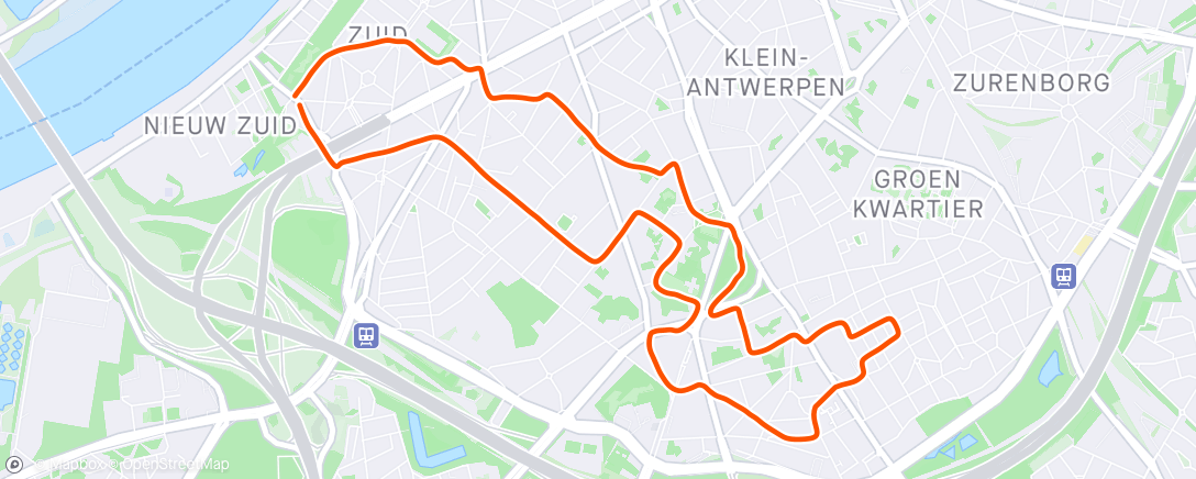 Map of the activity, Pacing the Antwerp running crew