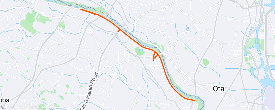 Map of the activity, jog 25k