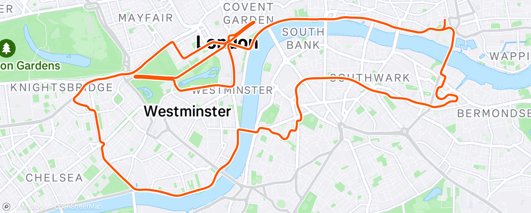 活动地图，Zwift - Group Ride: Rapha Festive 500 with Constance @ 4.2 W/KG on Greatest London Flat in London